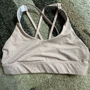 ZYIA pink leopard strappy sports bra. SiZE XL